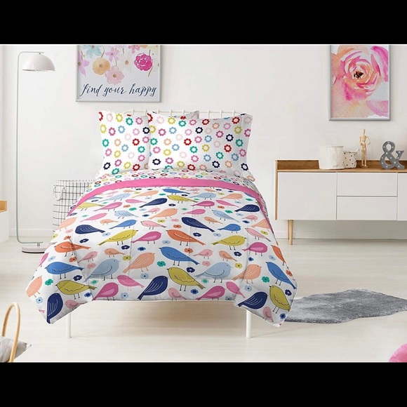 Jay Franco Vintage Bird 4 Piece Twin Bed Set Includes Comforter & Sheet Set - Picture 6 of 6